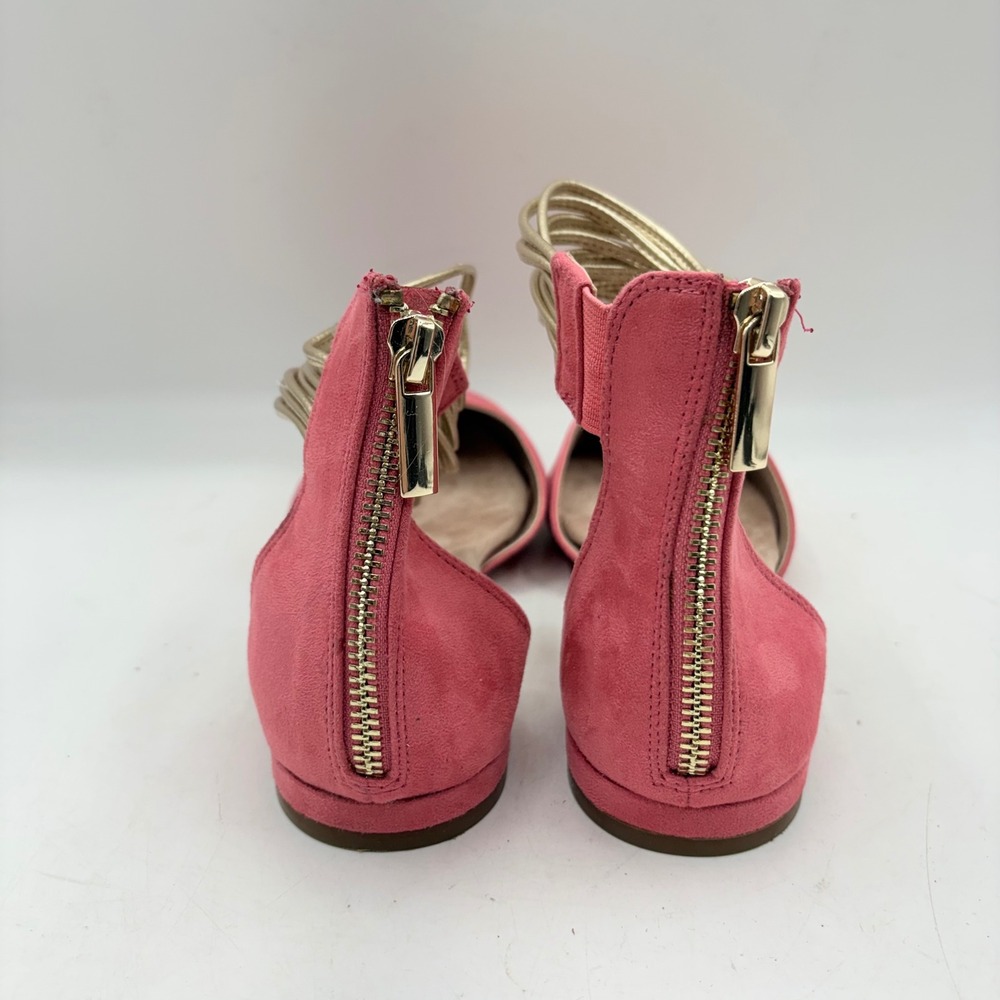 Aerosoles Pink Suede Pointed Toe Flats Gold Metallic Ankle Cuff Womens Size 6 - Picture 6 of 9
